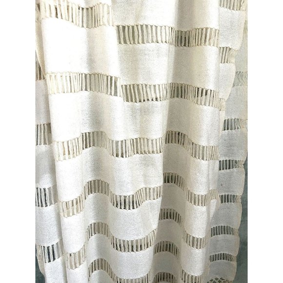 Bohemian Semi-Sheer Lacy Long Scarf Shawl Wrap Fringe Ivory Off-White - Picture 12 of 14